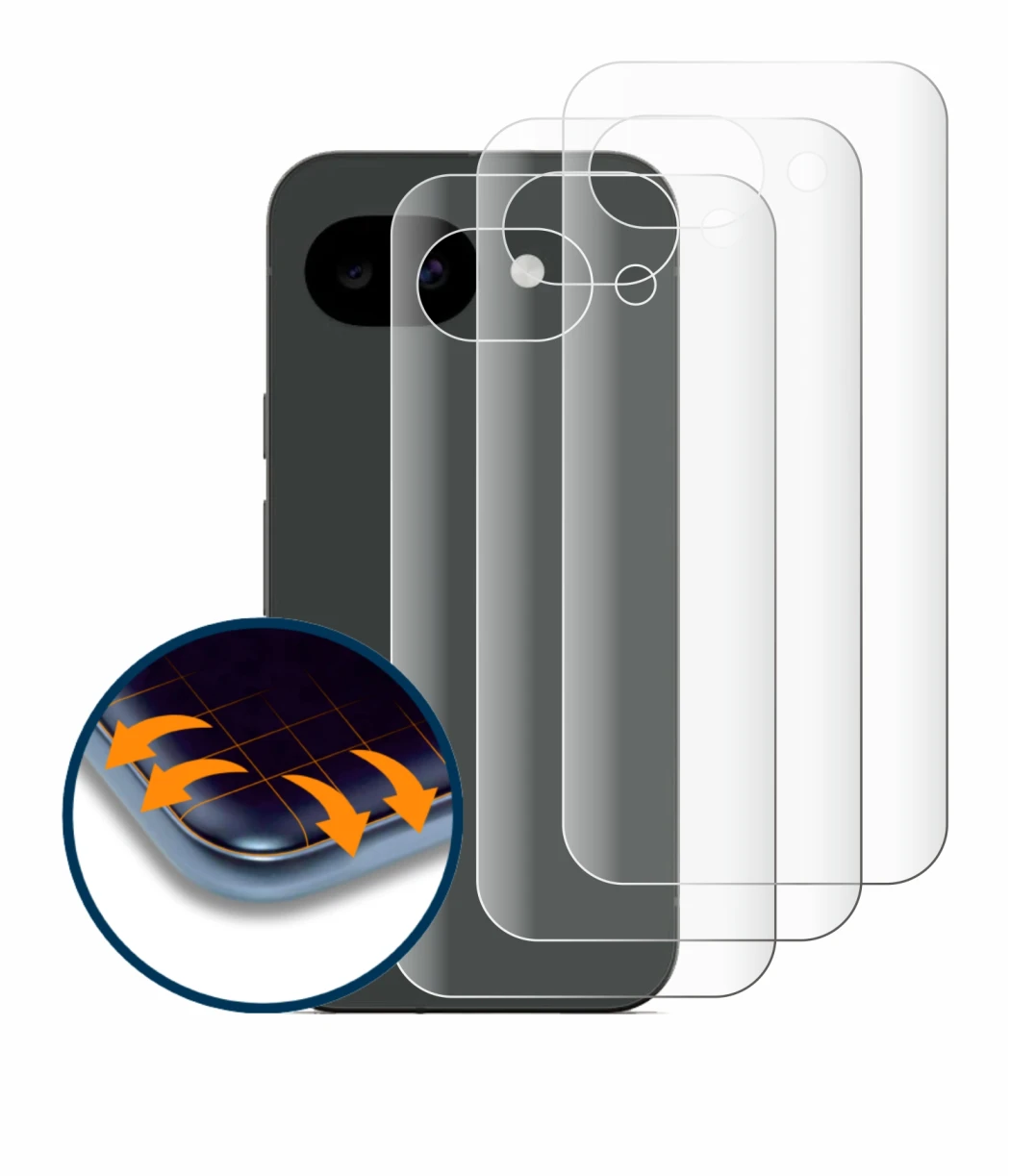 Image de l'appareil Google Pixel 10a (Arrière) avec une grande variété de protections d'écran.