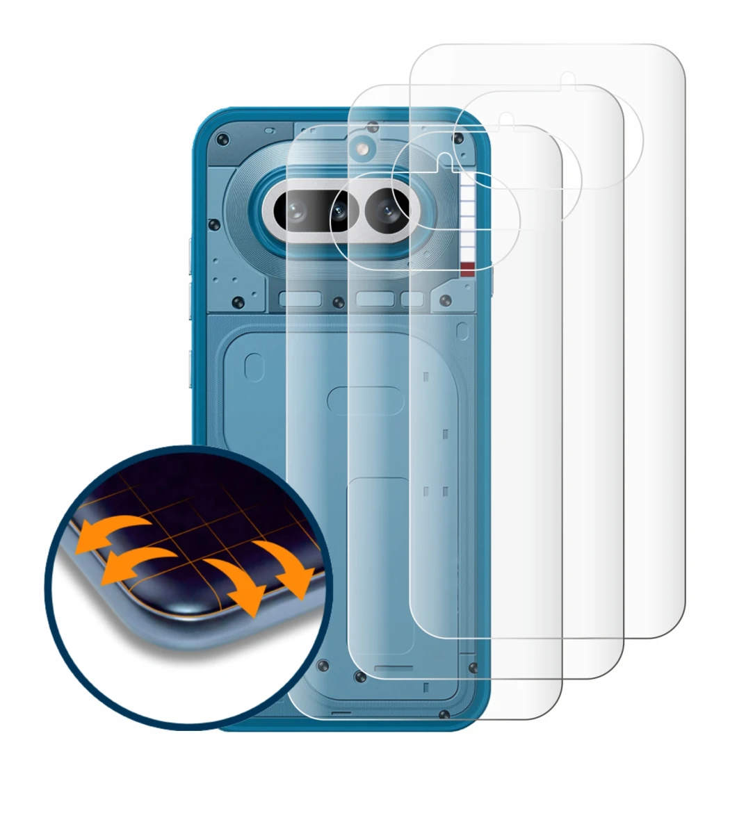 Image de l'appareil Nothing Phone (4a) (Arrière) avec une grande variété de protections d'écran.