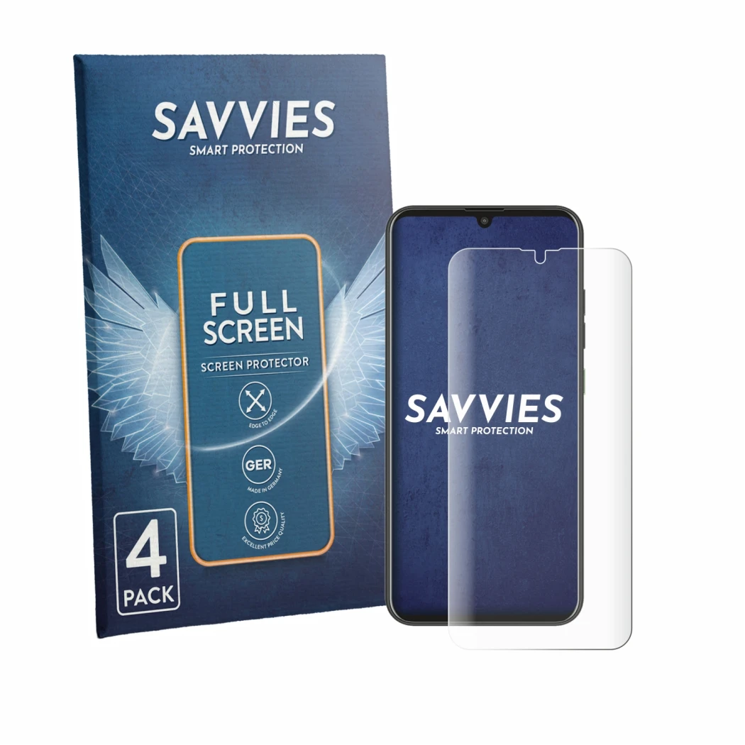 Face avant d’un emballage produit avec le logo de la marque Savvies. À côté, l’appareil Murena Teracube 2s est représenté avec