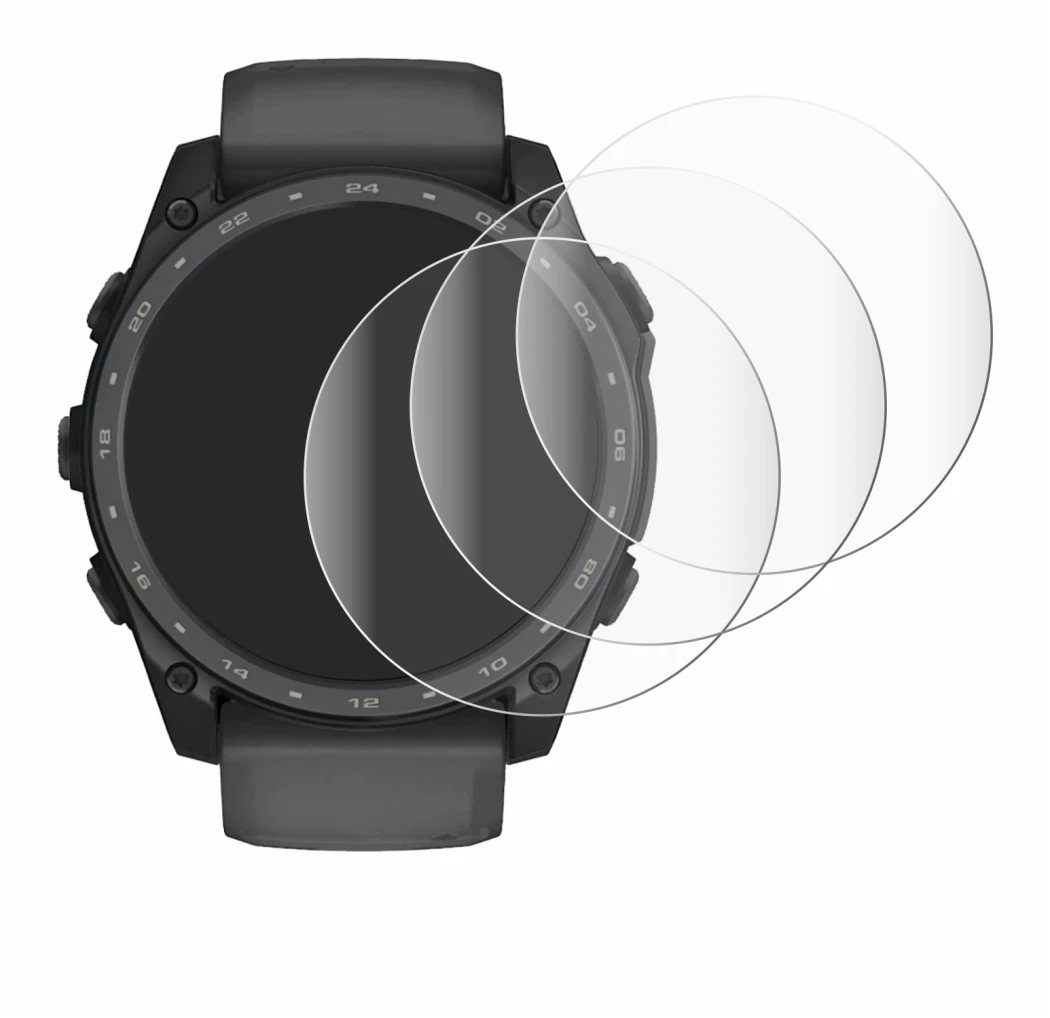 Image de l'appareil Garmin Tactix 8 Amoled Cerakote (51 mm) avec une grande variété de protections d'écran.