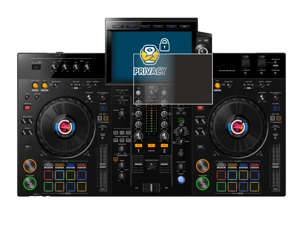 Image de l'appareil Pioneer XDJ-RX3 avec une grande variété de protections d'écran.