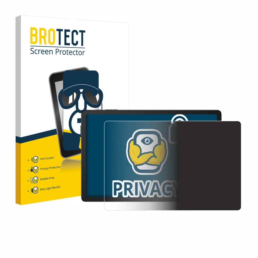 Face avant d’un emballage produit avec le logo de la marque BROTECT. À côté, l’appareil Doogee Tab G6 Plus est représenté avec