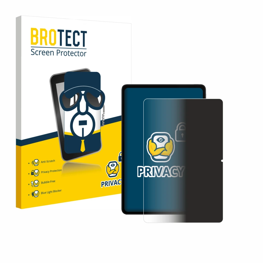 Face avant d’un emballage produit avec le logo de la marque BROTECT. À côté, l’appareil Xiaomi Redmi Pad 2 Pro est représenté 