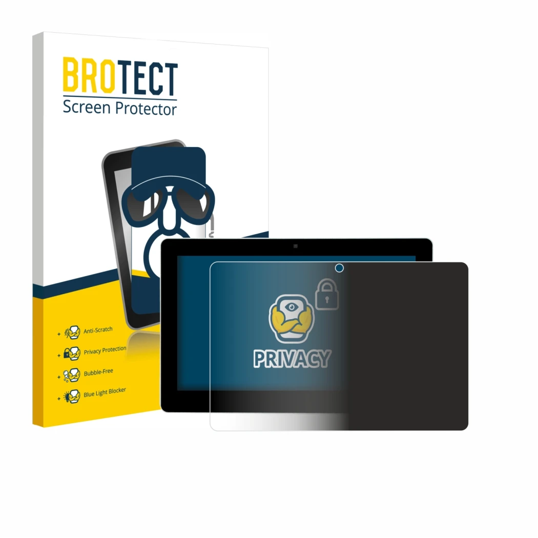 Face avant d’un emballage produit avec le logo de la marque BROTECT. À côté, l’appareil Victron Energy GX Touch 70 Flush est r