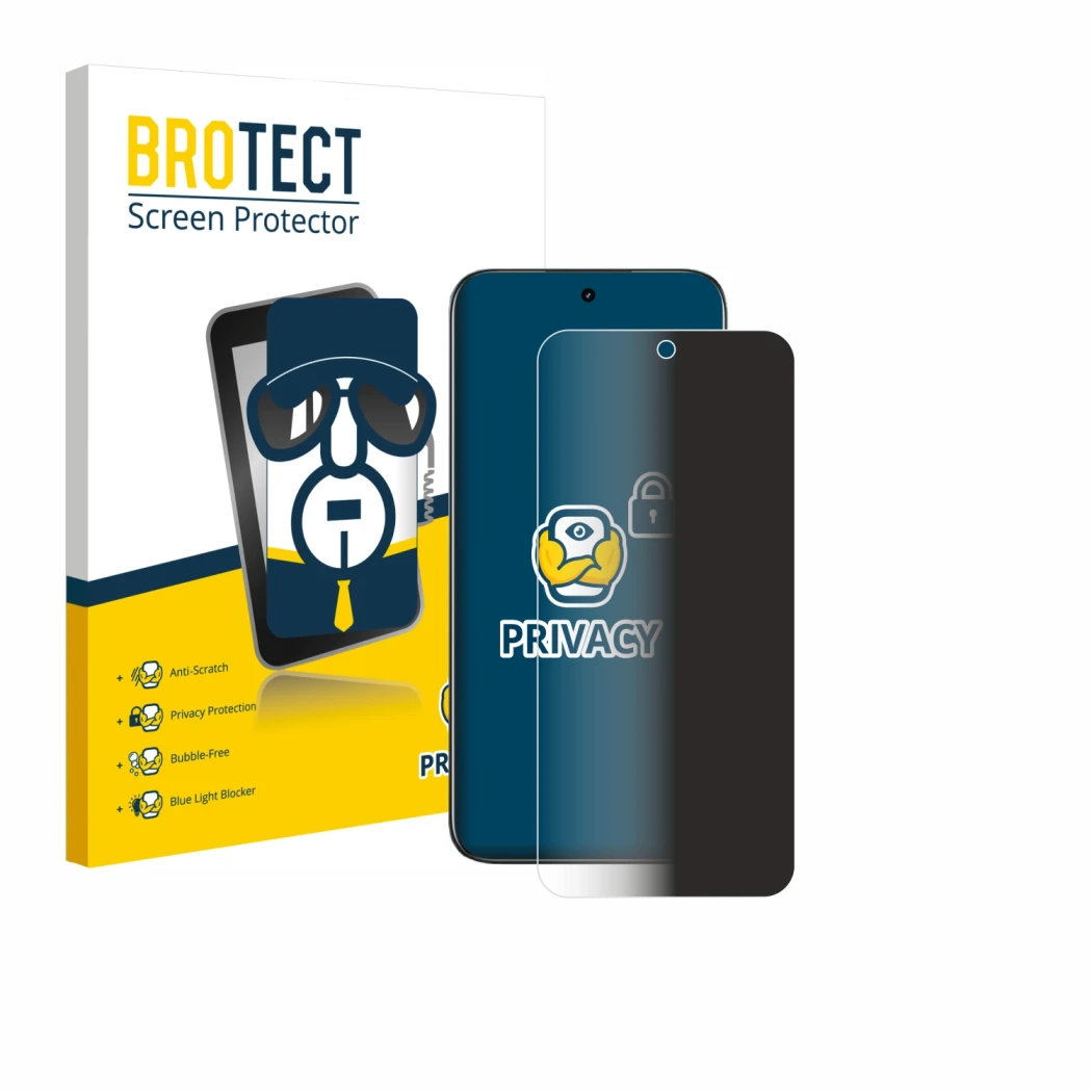 Face avant d’un emballage produit avec le logo de la marque BROTECT. À côté, l’appareil realme C85 4G est représenté avec la p