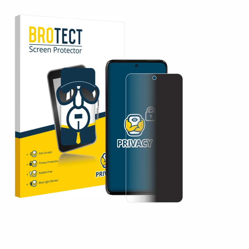 Face avant d’un emballage produit avec le logo de la marque BROTECT. À côté, l’appareil Motorola Moto G17 Power est représenté