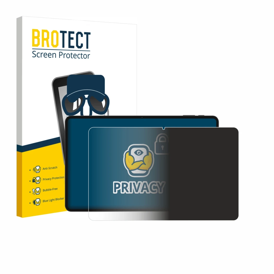 Face avant d’un emballage produit avec le logo de la marque BROTECT. À côté, l’appareil Teclast T60 Pro est représenté avec la