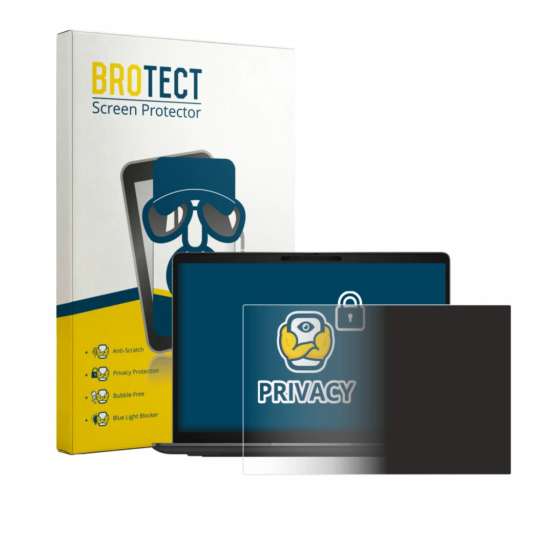 Face avant d’un emballage produit avec le logo de la marque BROTECT. À côté, l’appareil Dell Pro 7 Series 13 P713260 est repré