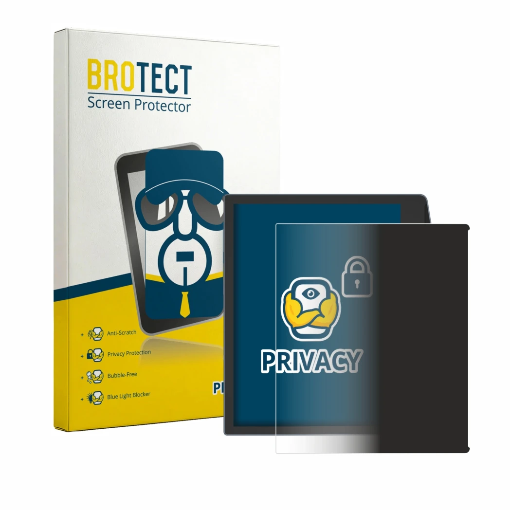 Face avant d’un emballage produit avec le logo de la marque BROTECT. À côté, l’appareil PocketBook Era Lite est représenté ave