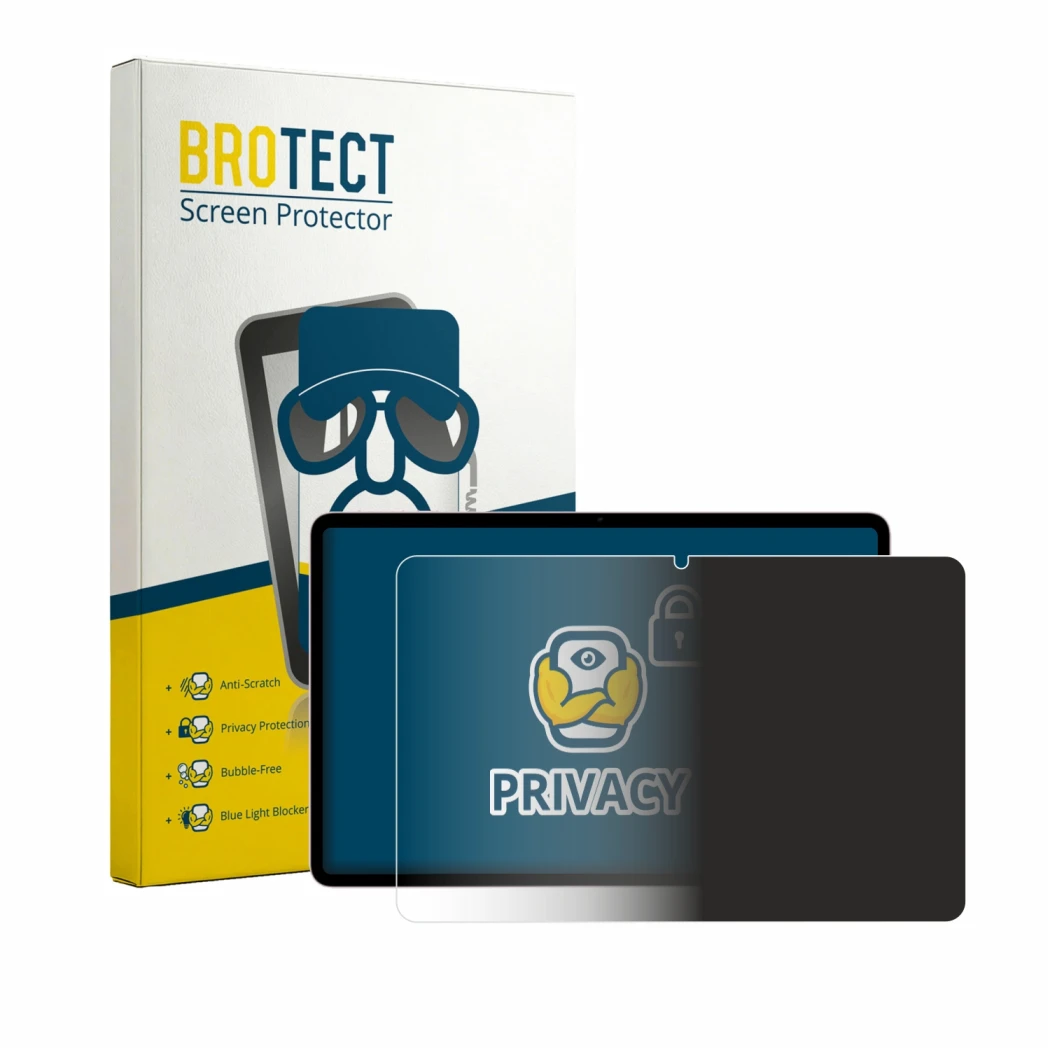 Face avant d’un emballage produit avec le logo de la marque BROTECT. À côté, l’appareil Honor Pad 20 est représenté avec la pr