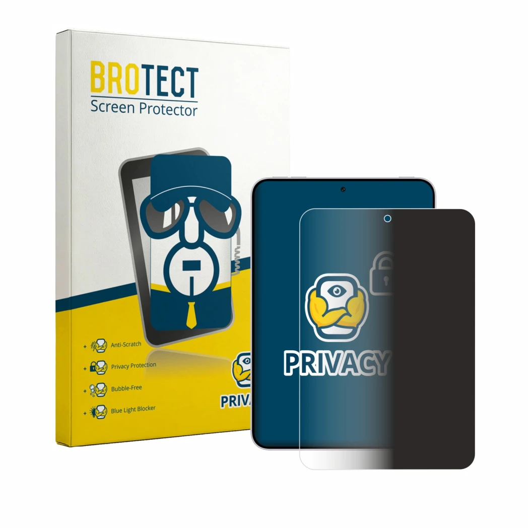 Face avant d’un emballage produit avec le logo de la marque BROTECT. À côté, l’appareil Oppo Pad Mini est représenté avec la p