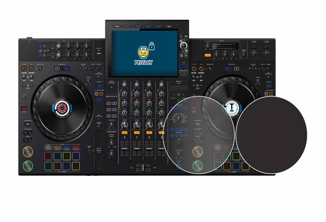 Image de l'appareil AlphaTheta XDJ-AZ (Jog) avec une grande variété de protections d'écran.