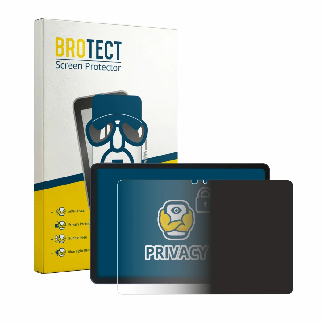 Face avant d’un emballage produit avec le logo de la marque BROTECT. À côté, l’appareil Infinix XPAD 30E est représenté avec l