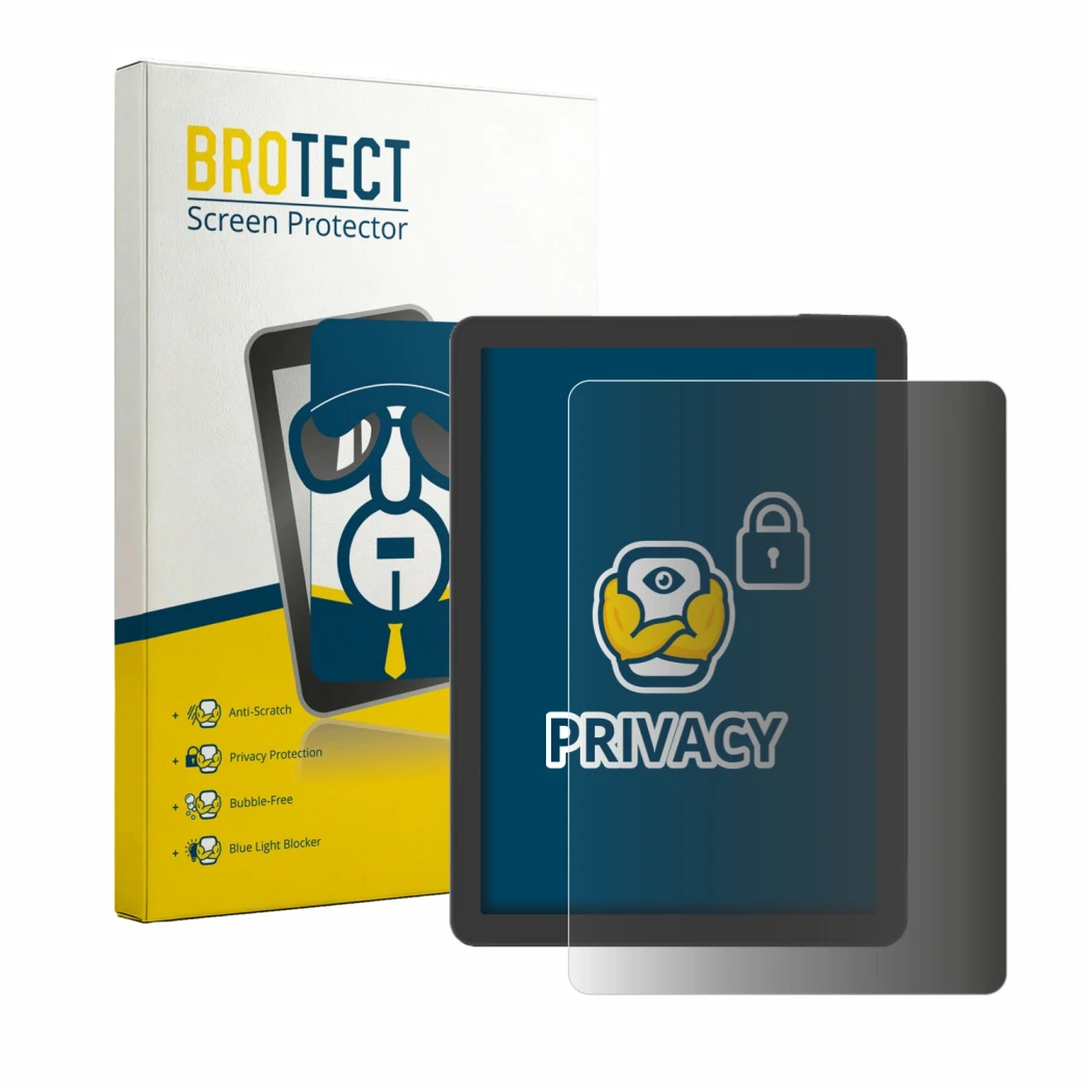 Face avant d’un emballage produit avec le logo de la marque BROTECT. À côté, l’appareil Bigme B6 Pro est représenté avec la pr