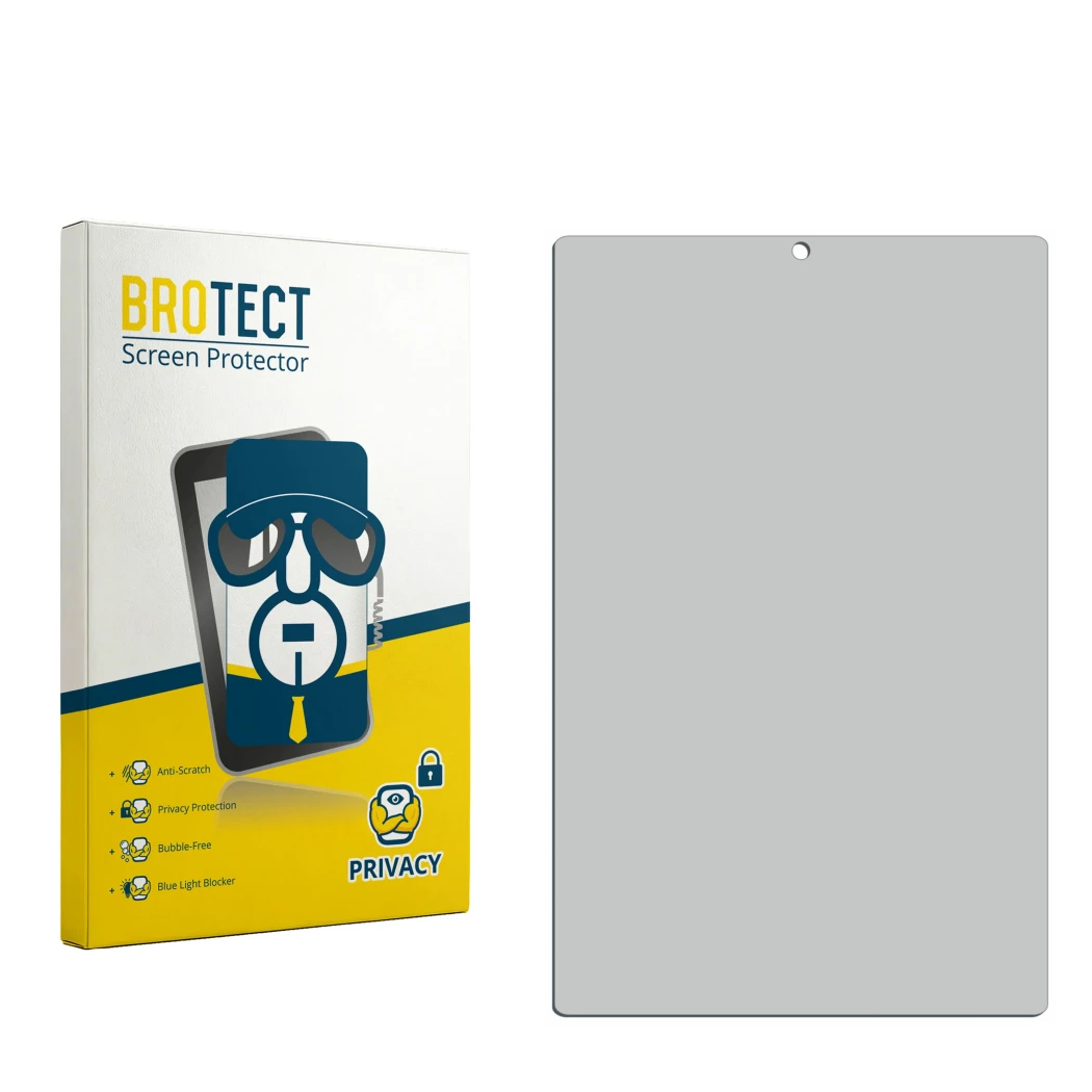 Face avant d’un emballage produit avec le logo de la marque BROTECT. À côté se trouve la protection d’écran correspondante.
