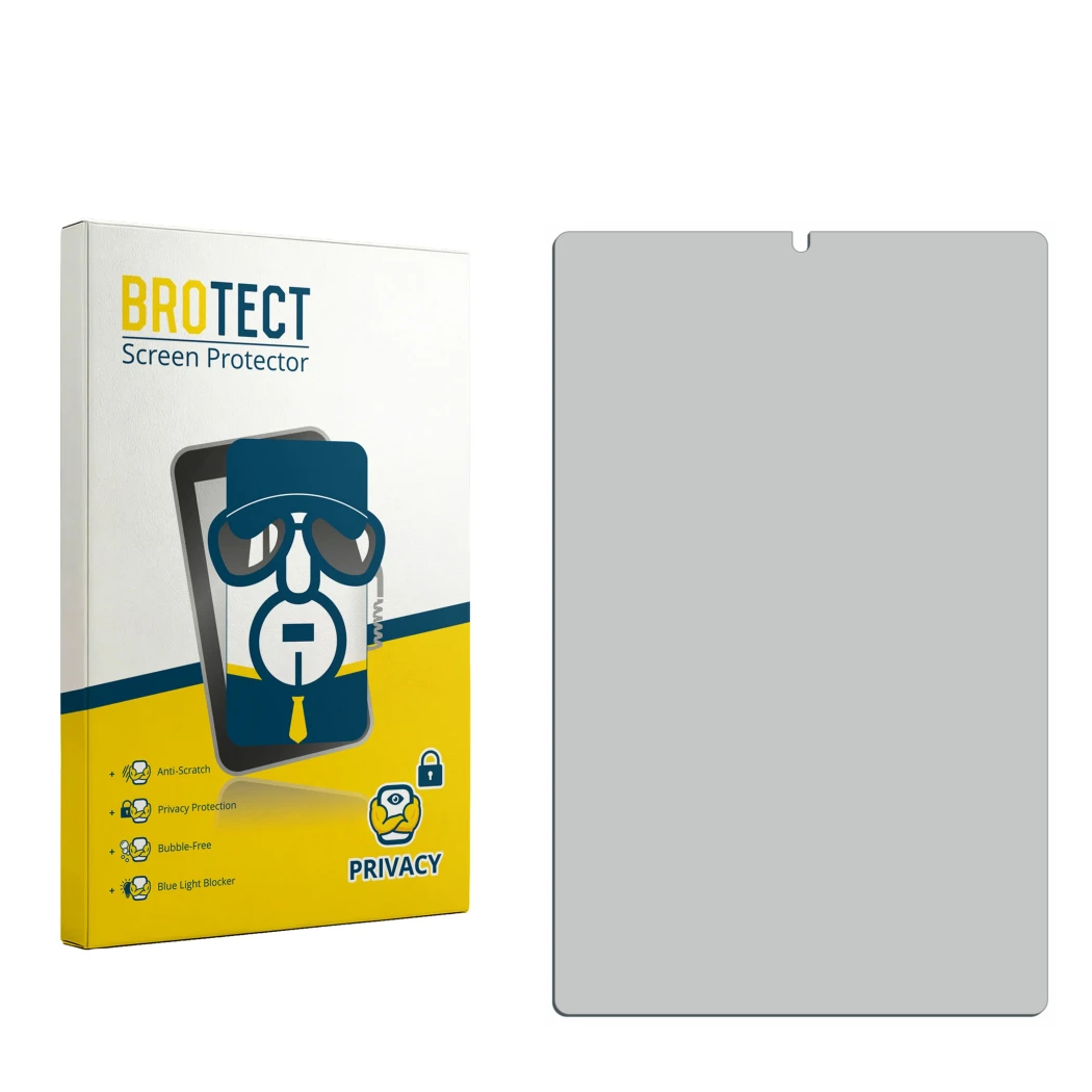 Face avant d’un emballage produit avec le logo de la marque BROTECT. À côté se trouve la protection d’écran correspondante.