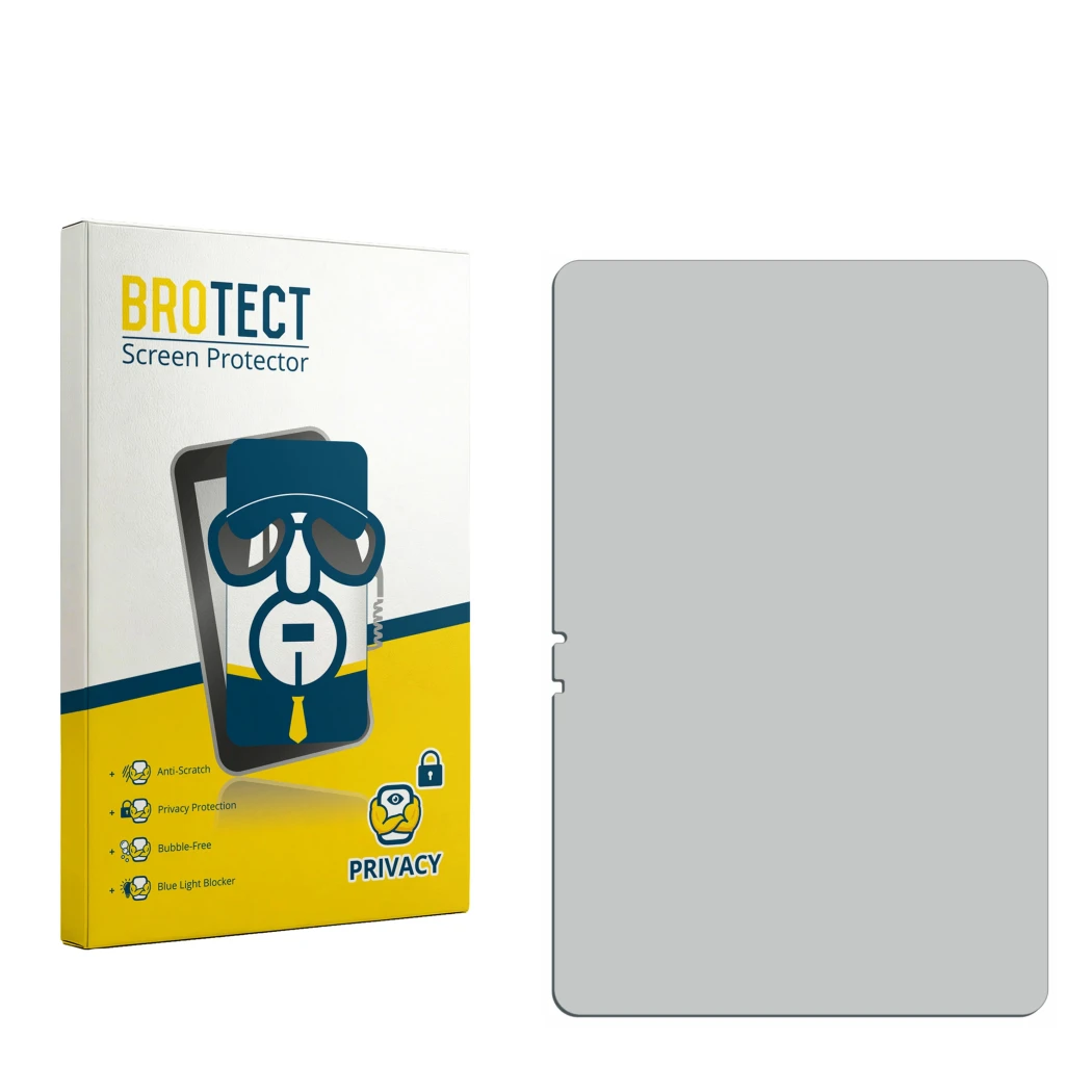 Face avant d’un emballage produit avec le logo de la marque BROTECT. À côté se trouve la protection d’écran correspondante.