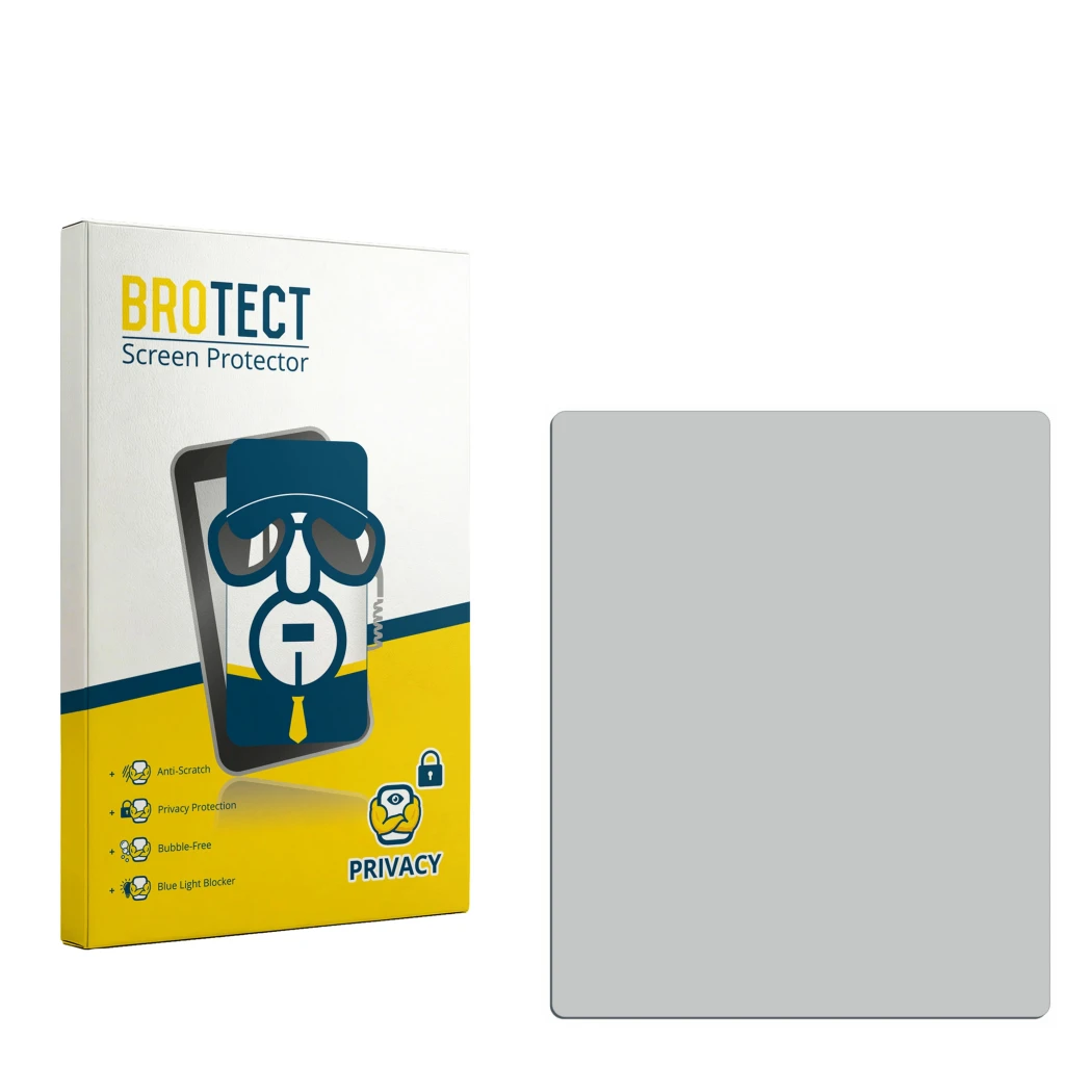Face avant d’un emballage produit avec le logo de la marque BROTECT. À côté se trouve la protection d’écran correspondante.