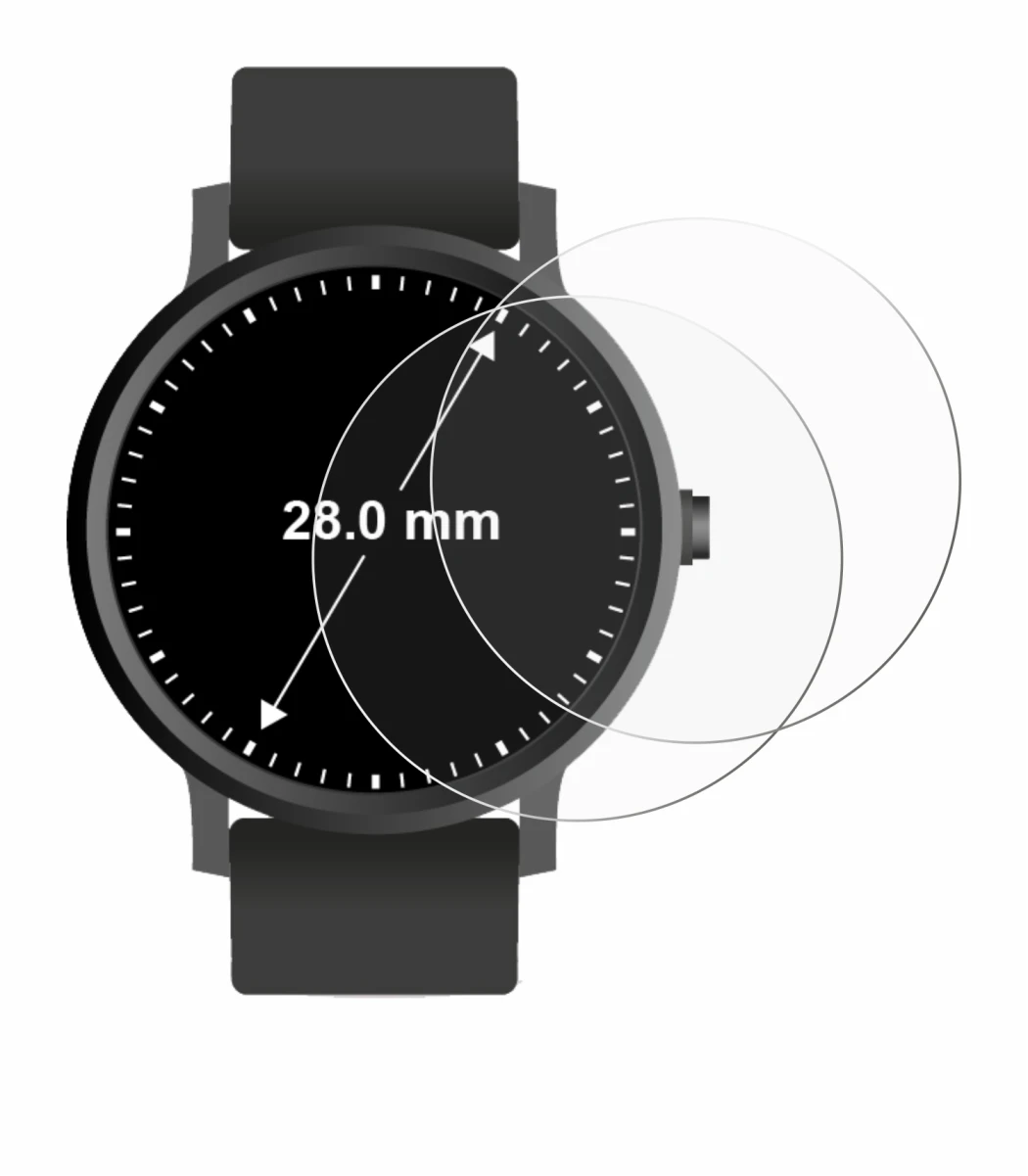 Image de l'appareil Montres (Circulaire, ø: 28 mm) avec une grande variété de protections d'écran.