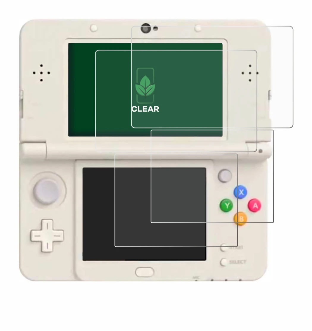 Image de l'appareil Nintendo New 3DS avec une grande variété de protections d'écran.