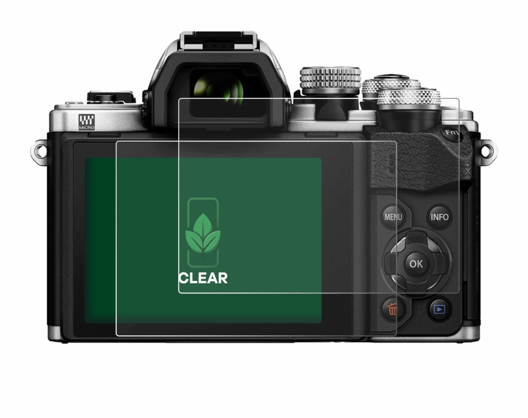 Image de l'appareil Olympus OM-D E-M10 Mark II avec une grande variété de protections d'écran.
