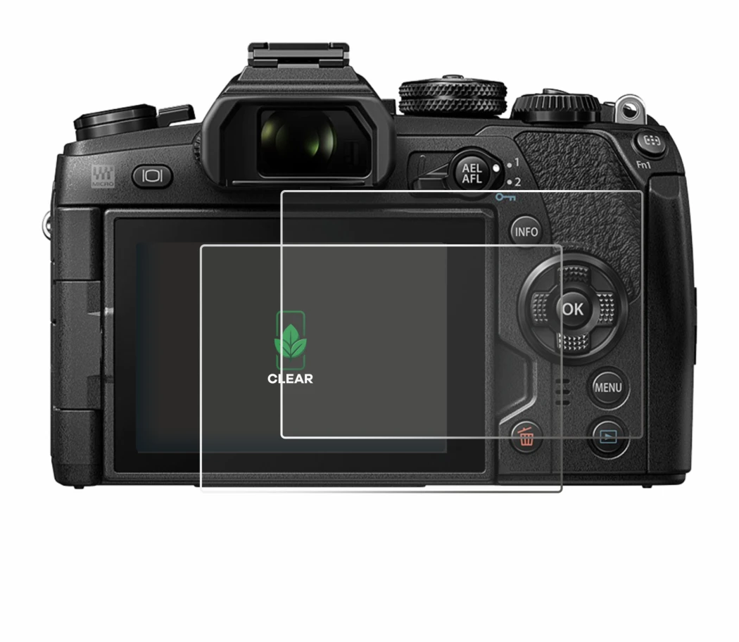 Image de l'appareil Olympus OM-D E-M1 Mark II avec une grande variété de protections d'écran.