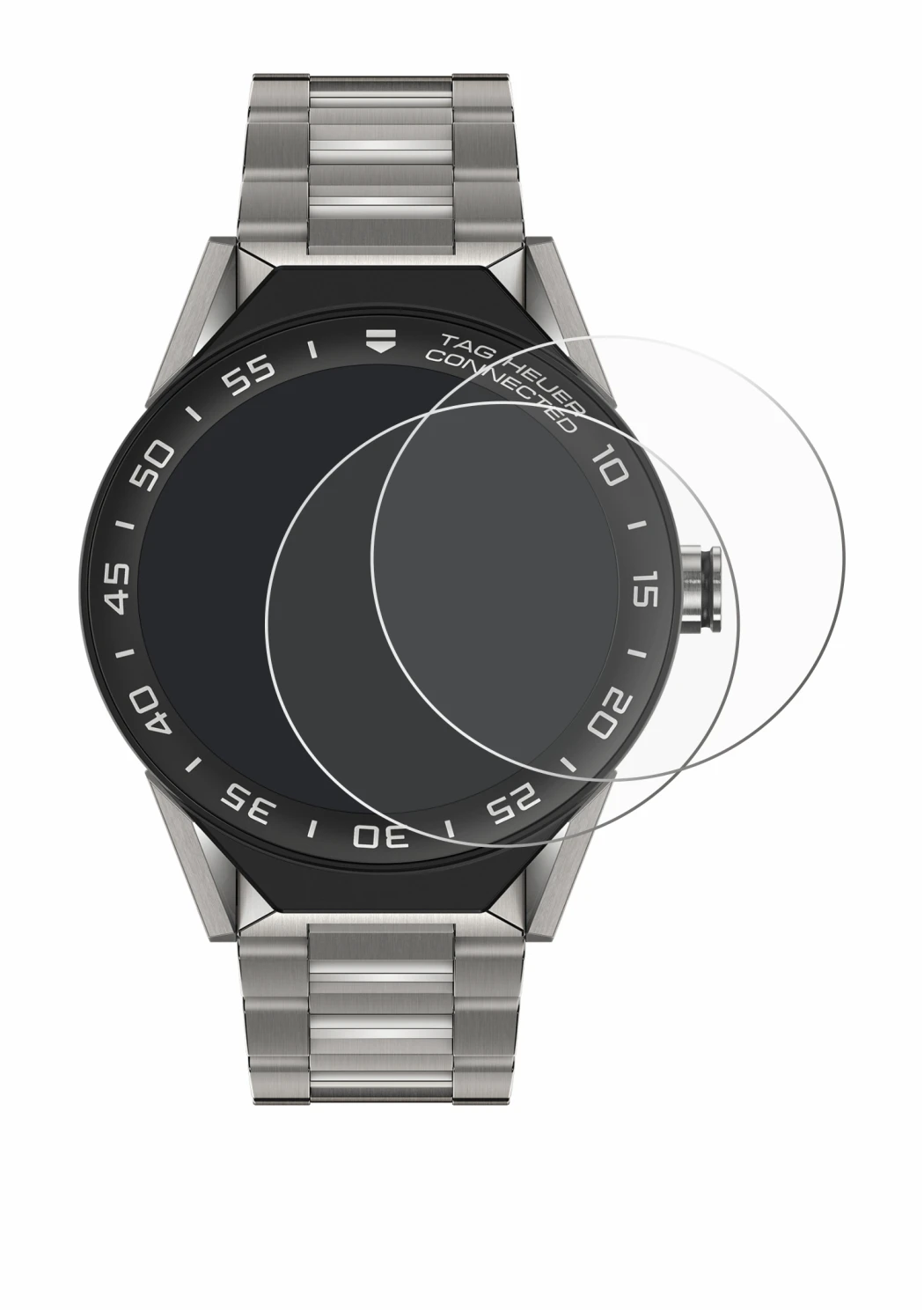 Image de l'appareil TAG Heuer Connected Modular 45 avec une grande variété de protections d'écran.