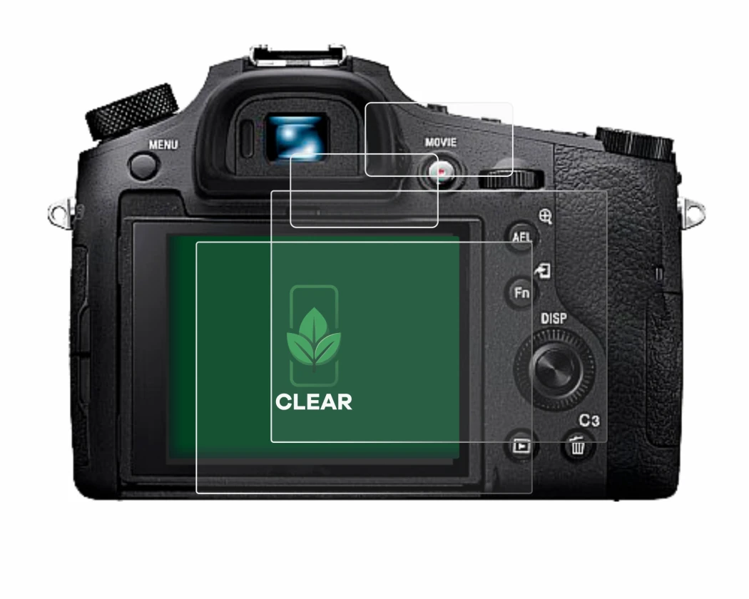 Image de l'appareil Sony Cyber-Shot DSC-RX10 IV avec une grande variété de protections d'écran.