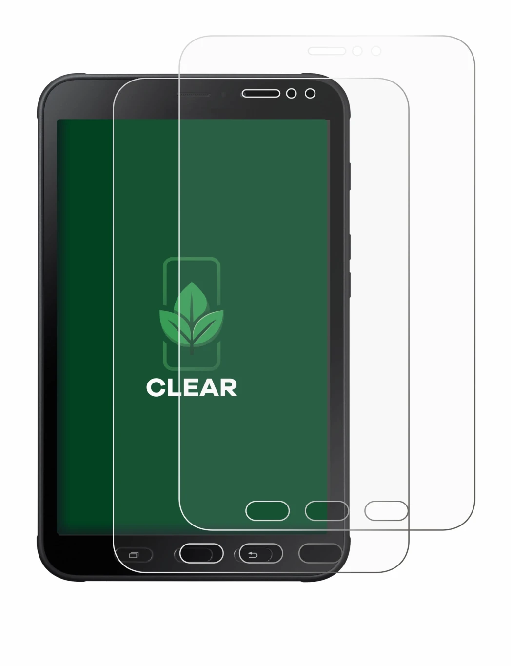 Image de l'appareil Samsung Galaxy Tab Active 2 avec une grande variété de protections d'écran.