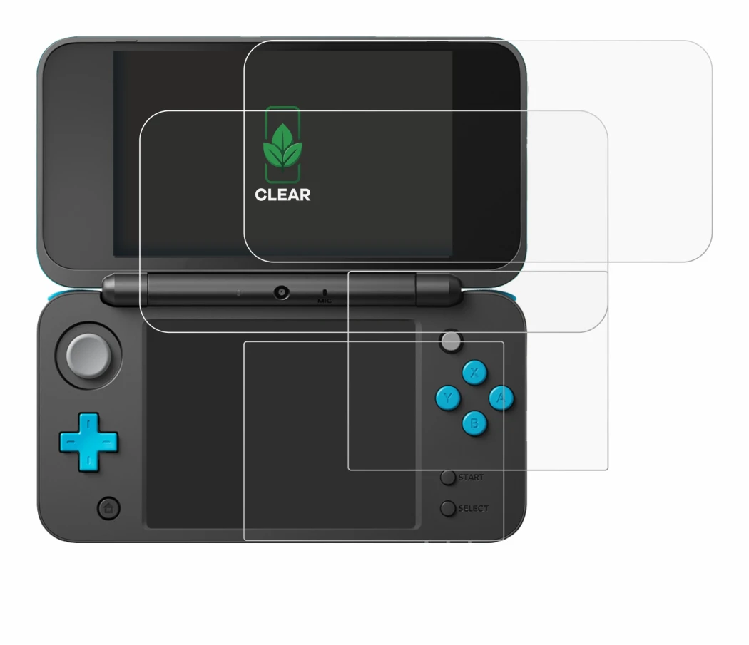 Image de l'appareil New Nintendo 2DS XL avec une grande variété de protections d'écran.