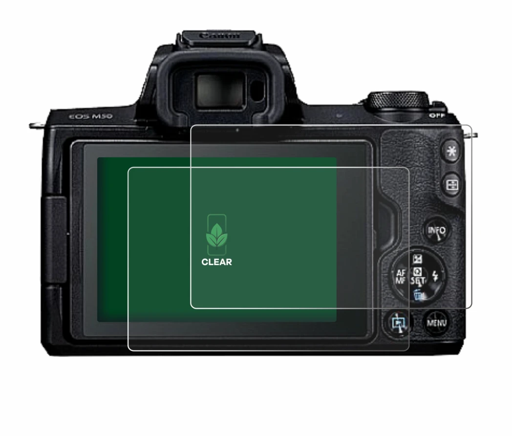 Image de l'appareil Canon EOS M50 avec une grande variété de protections d'écran.