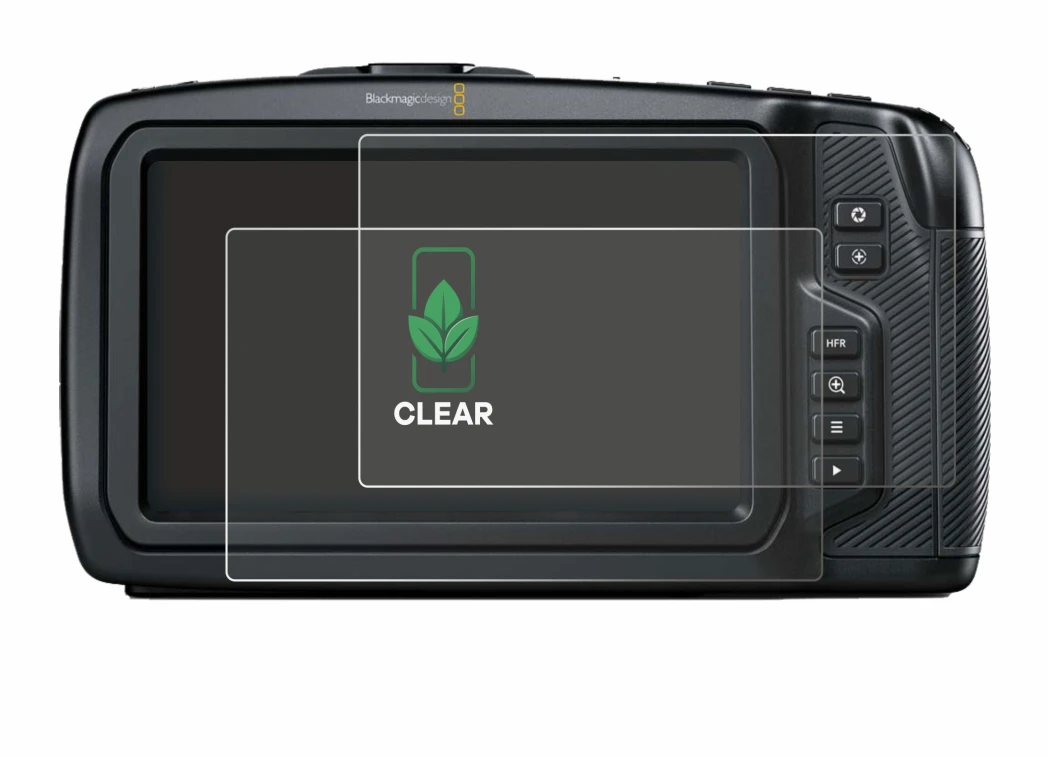 Image de l'appareil Blackmagic Pocket Cinema Camera 4K avec une grande variété de protections d'écran.