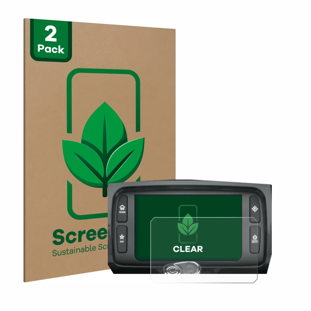 Face avant d’un emballage produit avec le logo de la marque ScreenLeaf. À côté, l’appareil Harley Davidson Boom Box 6.5 est re