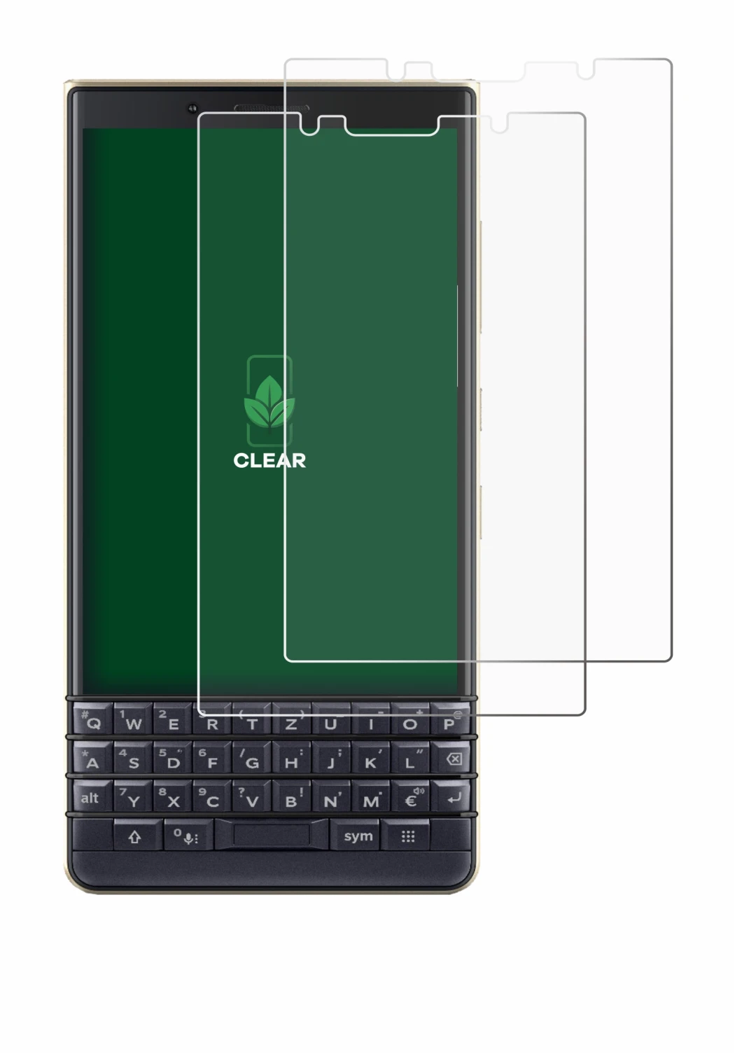 Image de l'appareil BlackBerry Key2 LE avec une grande variété de protections d'écran.