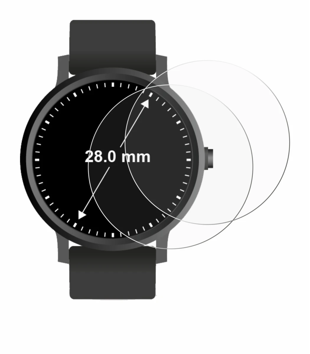 Image de l'appareil Circulaire Displays (ø: 28 mm) avec une grande variété de protections d'écran.