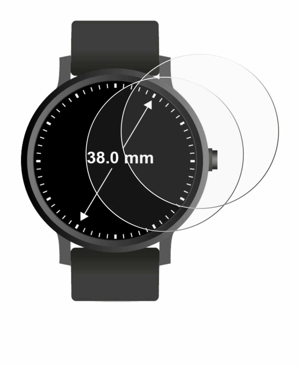 Image de l'appareil Circulaire Displays (ø: 38 mm) avec une grande variété de protections d'écran.