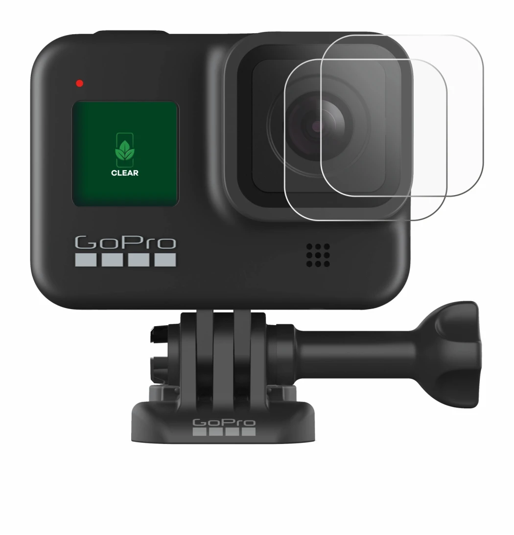 Image de l'appareil GoPro Hero 8 Black (Lentille) avec une grande variété de protections d'écran.