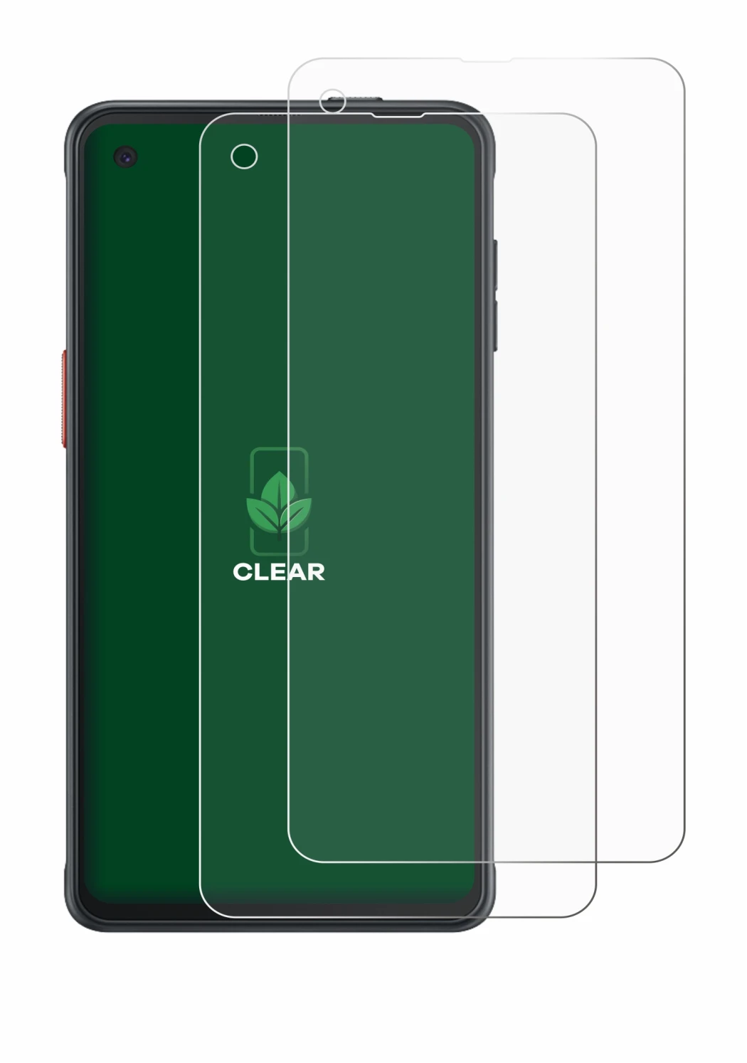 Image de l'appareil Samsung Galaxy XCover Pro avec une grande variété de protections d'écran.