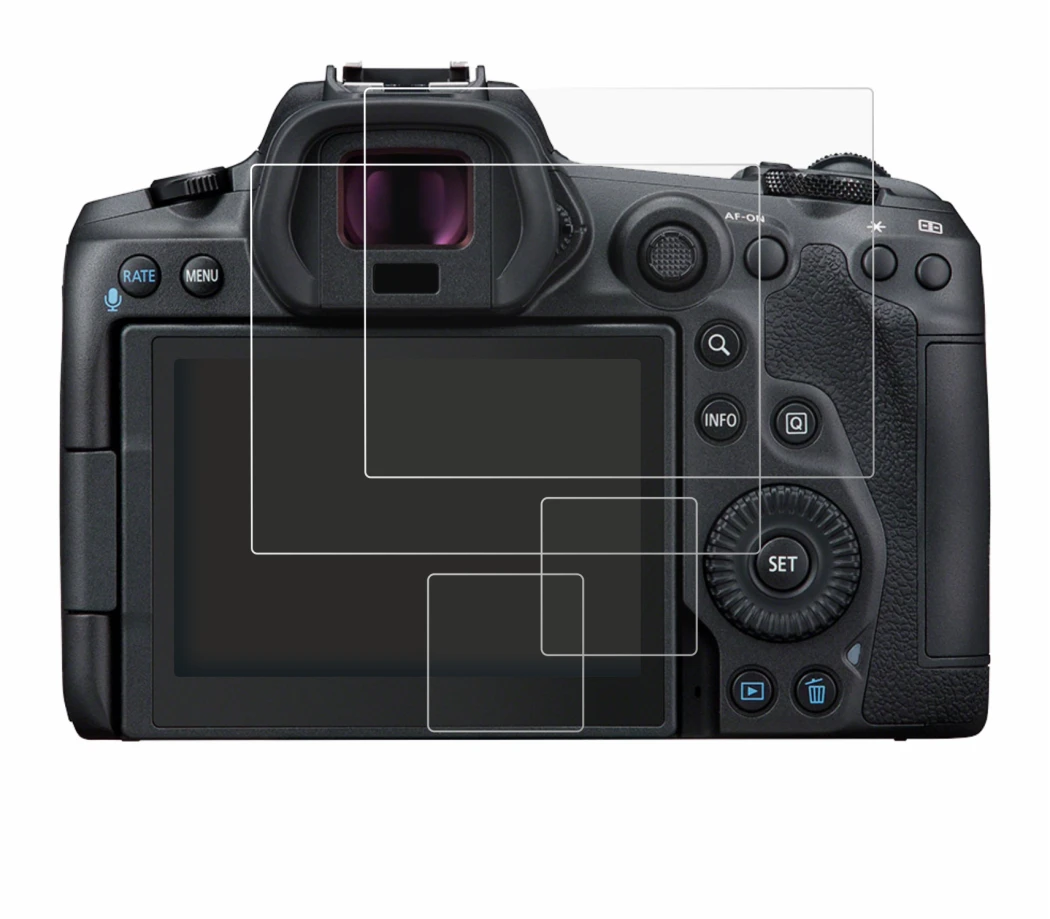 Image de l'appareil Canon EOS R5 avec une grande variété de protections d'écran.