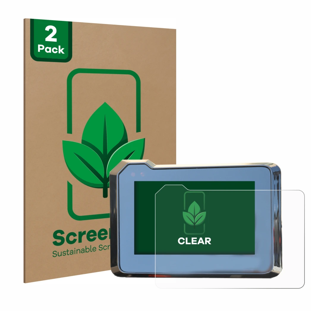 Face avant d’un emballage produit avec le logo de la marque ScreenLeaf. À côté, l’appareil KTM 1290 Super Duke R 2020/2022 TFT