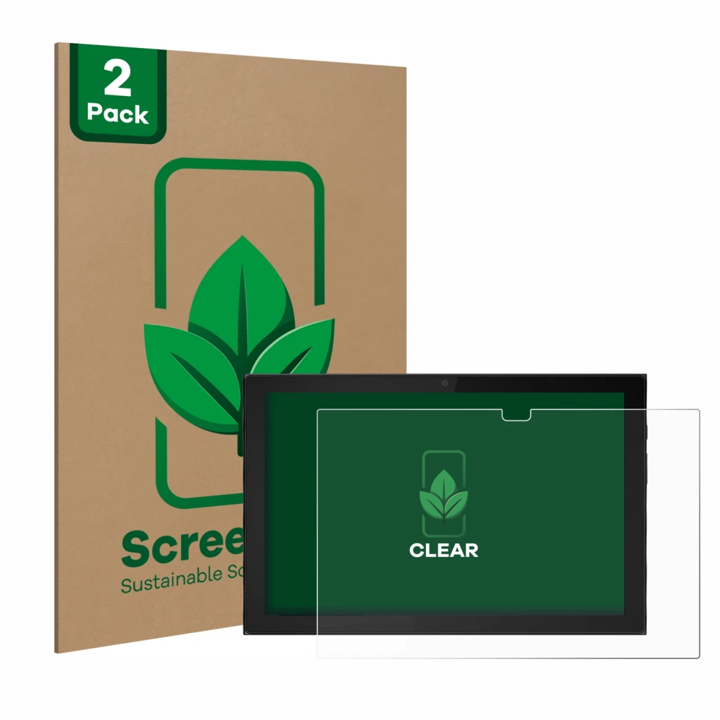 Face avant d’un emballage produit avec le logo de la marque ScreenLeaf. À côté, l’appareil Lenovo IdeaPad Duet 3i (en paysage)