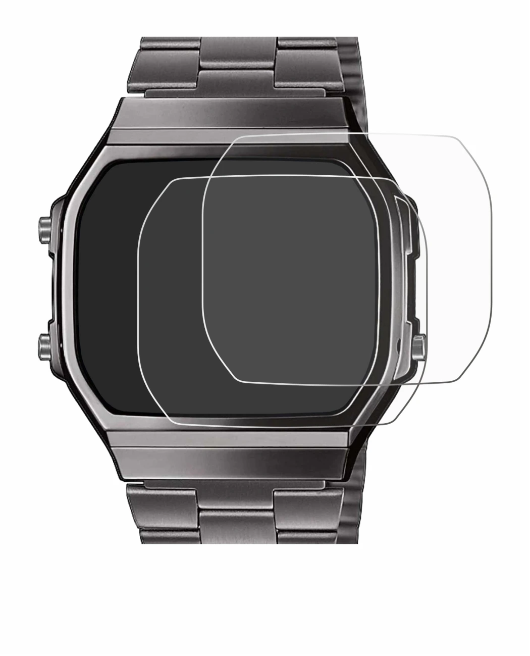 Image de l'appareil Casio A168WEGG-1BEF avec une grande variété de protections d'écran.