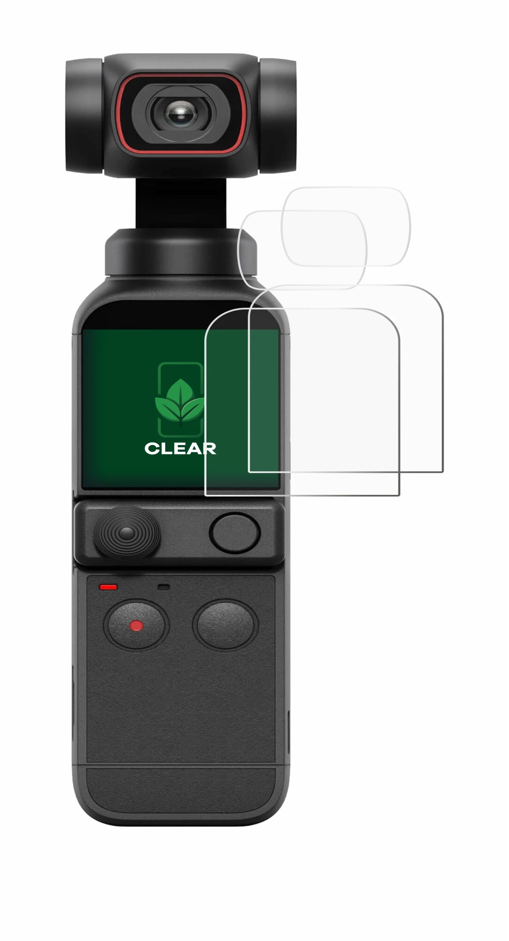 Image de l'appareil DJI Osmo Pocket 2 (Affichage + Lentille) avec une grande variété de protections d'écran.