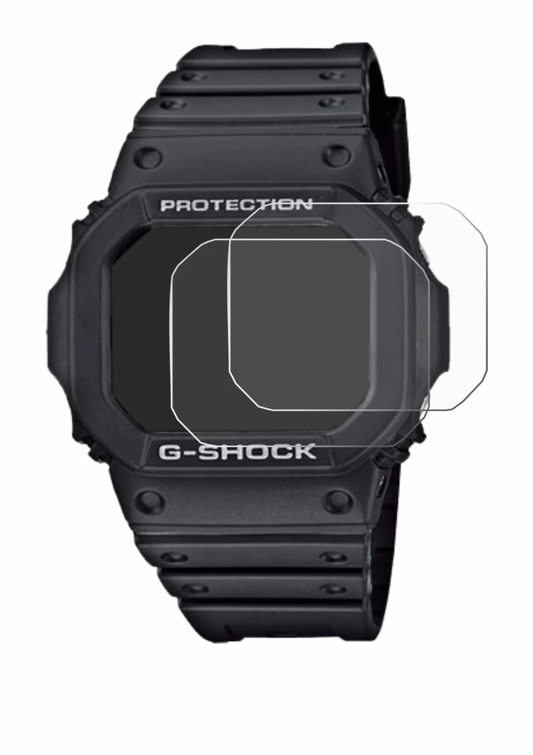 Image de l'appareil Casio G-Shock GW-M5610-1ER avec une grande variété de protections d'écran.