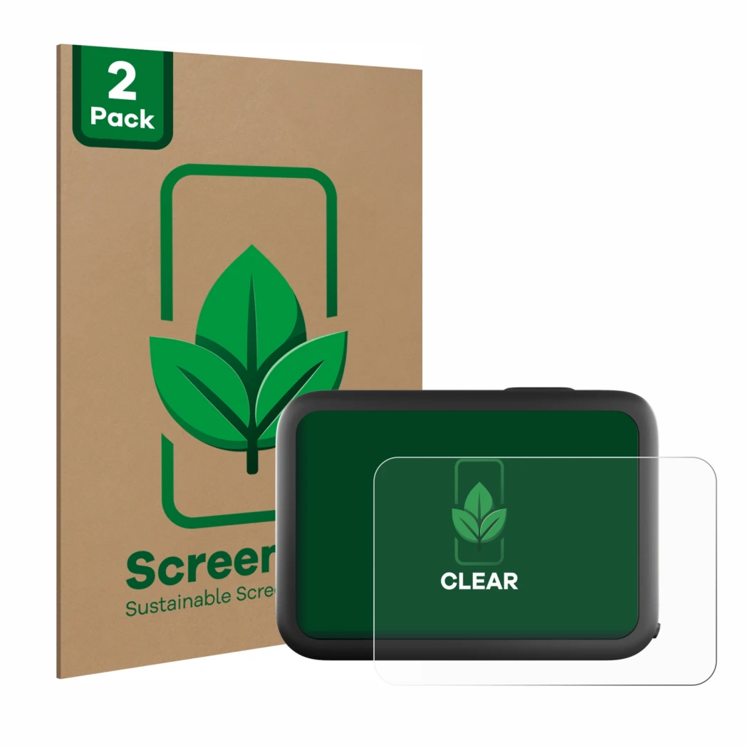 Face avant d’un emballage produit avec le logo de la marque ScreenLeaf. À côté, l’appareil GoPro Hero 10 Black est représenté 