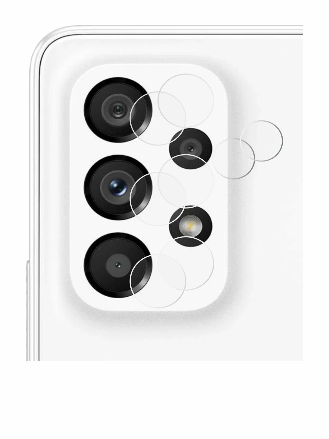 Image de l'appareil Samsung Galaxy A53 5G (Caméra UNIQUEMENT) avec une grande variété de protections d'écran.