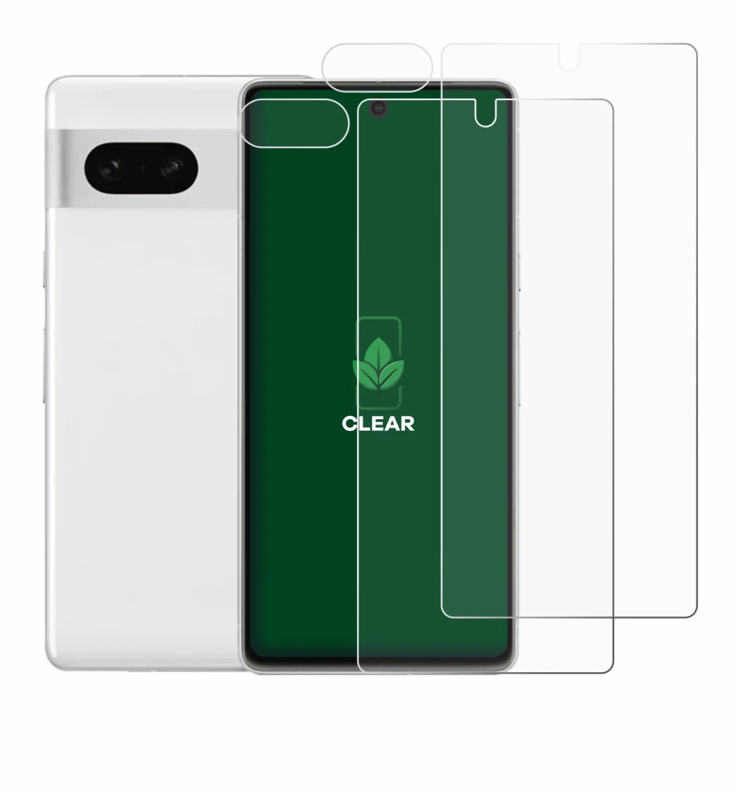 Image de l'appareil Google Pixel 7 (Avant+Caméra) avec une grande variété de protections d'écran.