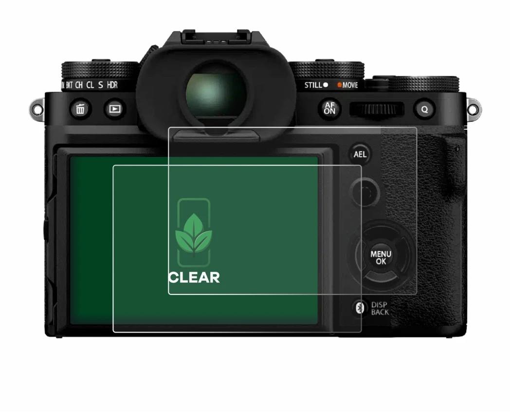 Image de l'appareil Fujifilm X-T5 avec une grande variété de protections d'écran.