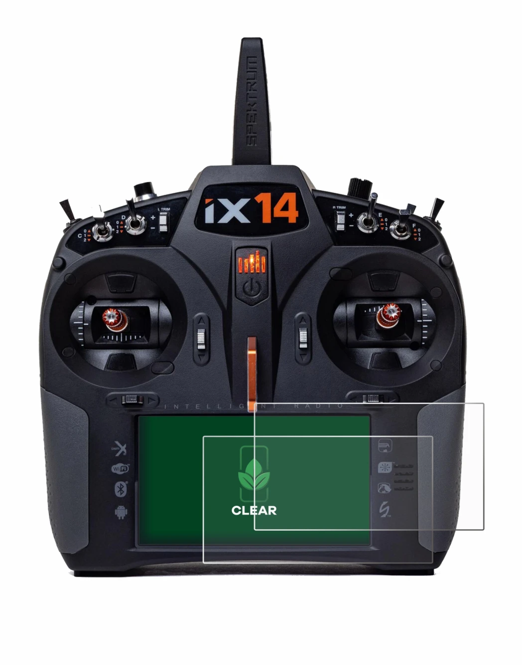 Image de l'appareil Spektrum iX14 avec une grande variété de protections d'écran.
