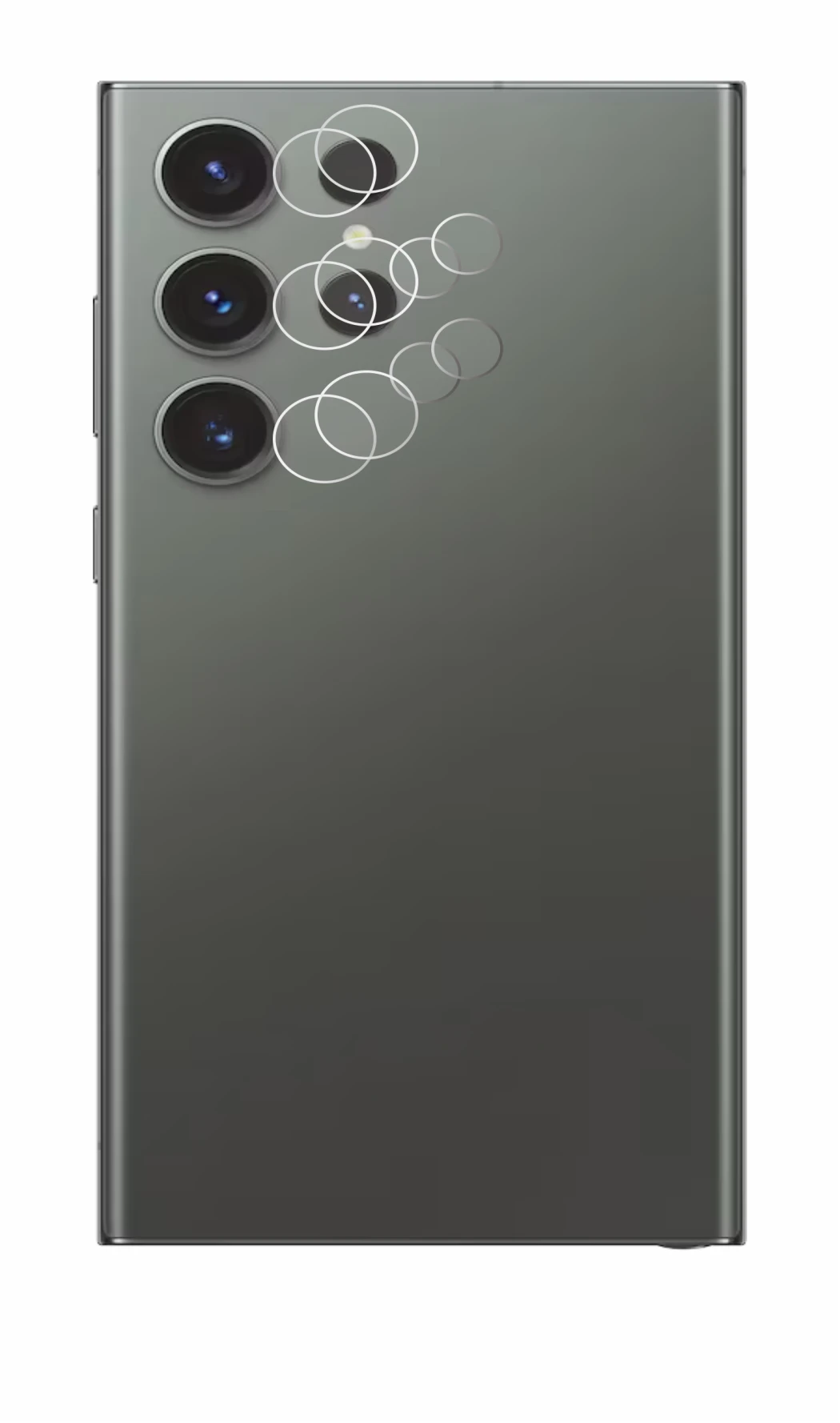 Image de l'appareil Samsung Galaxy S23 Ultra (Caméra UNIQUEMENT) avec une grande variété de protections d'écran.